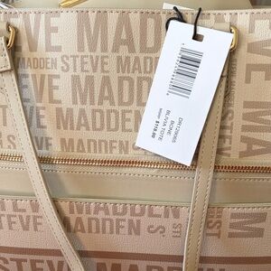 Steve Madden Tan and Cream Logo Tote